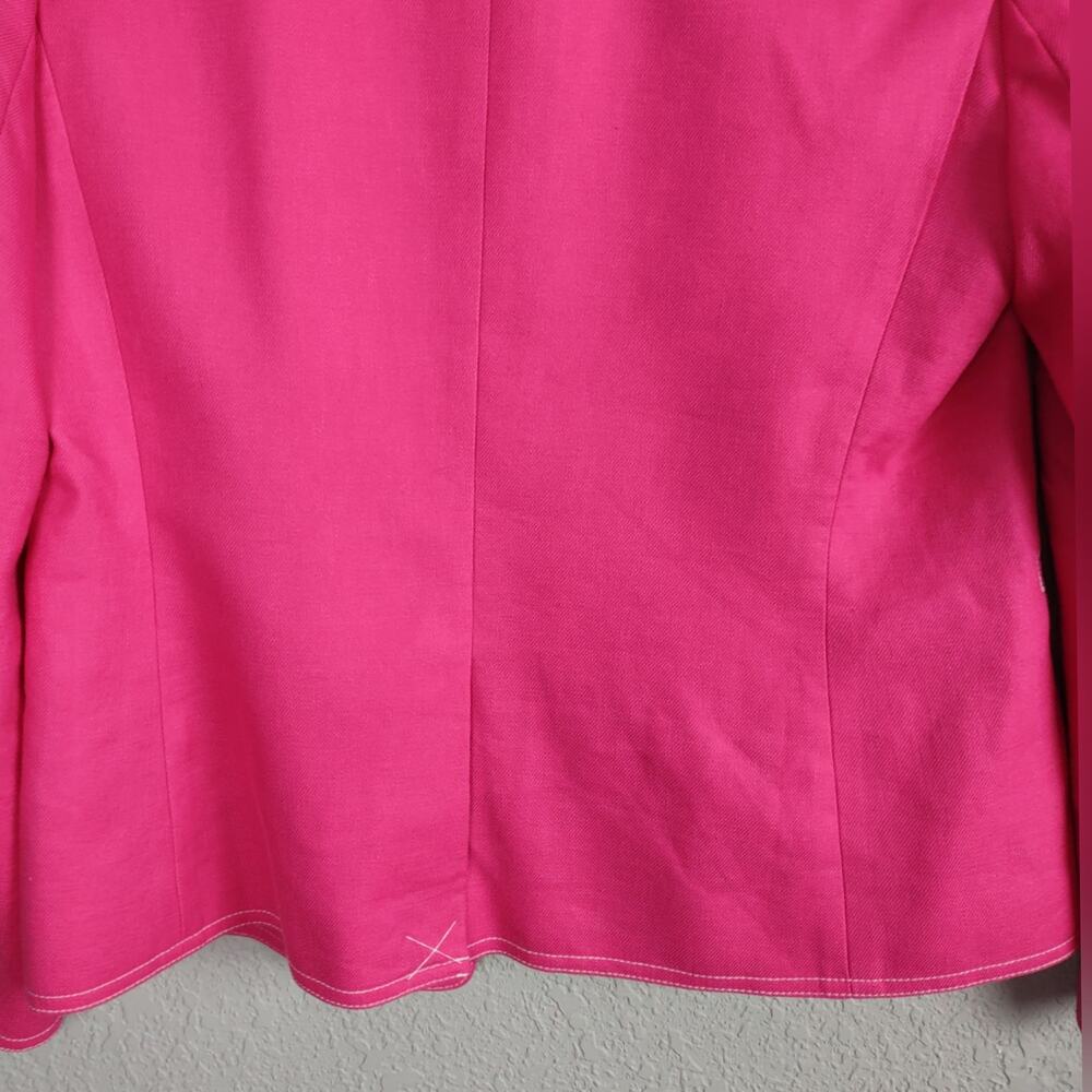 J. CREW Going Out Blazer Stretch Linen Blend Jacket Pink Open Front Sz 10 A1253 - Picture 12 of 14